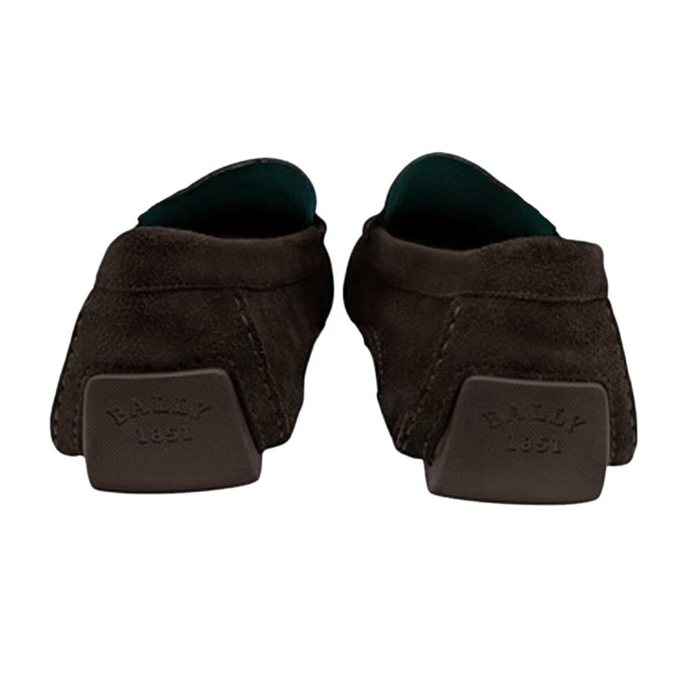 NEW $620 Bally Waltec Driver (Loafers)! Brown Suede With Signature Stripes ITALY - Picture 4 of 5